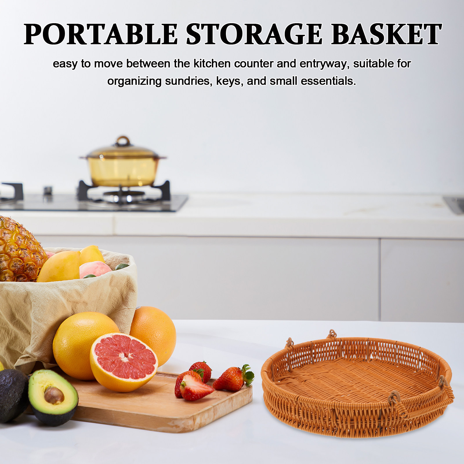 سلة تخزين مستديرة مصنوعة يدويً - مراجعة Rattan Tray Handle وسعره
