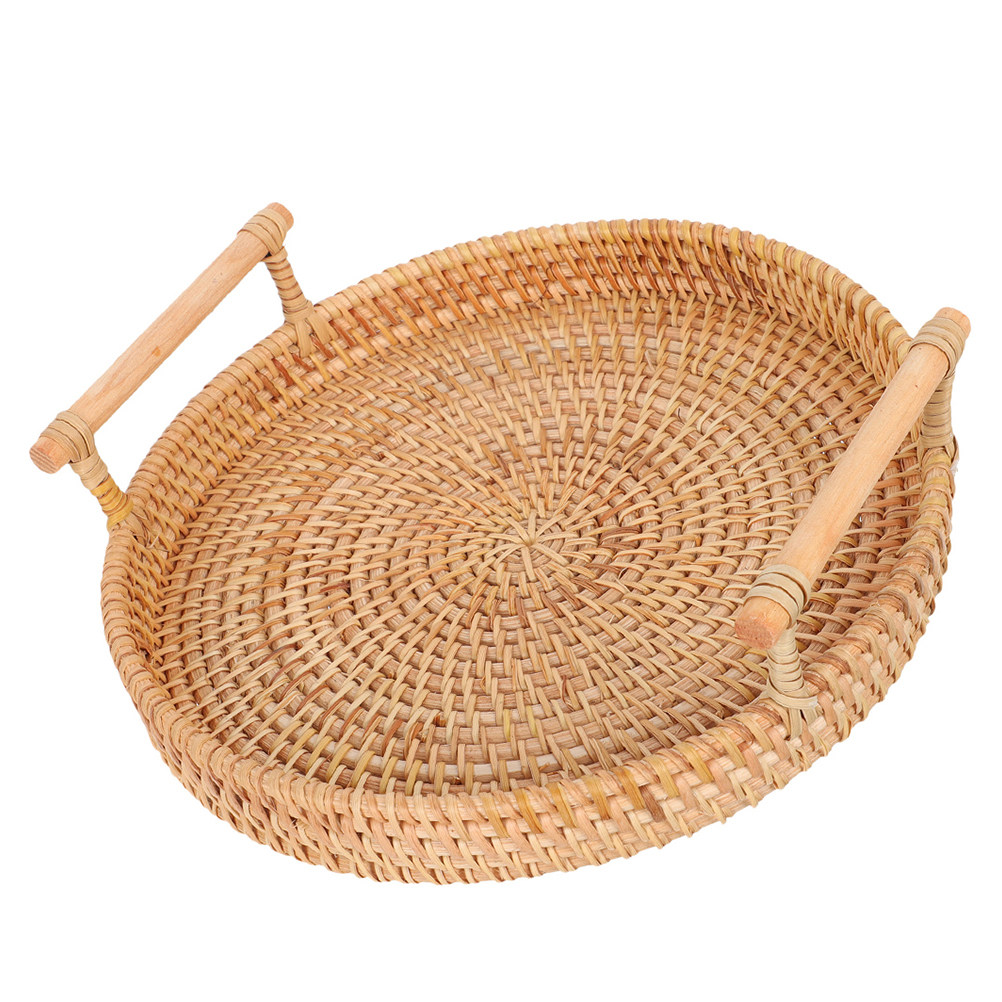 صينية تقديم دائرية يدوية الصنع - مراجعة Rattan Tray Handle وسعره
