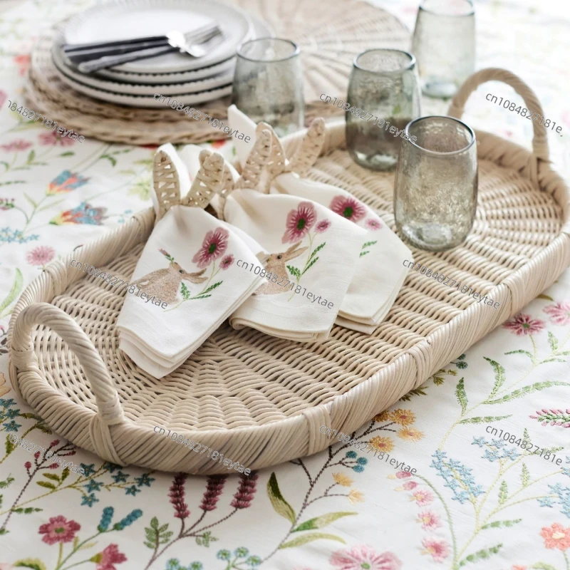صينية ديكور من الخيزران، صينية - مراجعة Rattan Tray Handle وسعره
